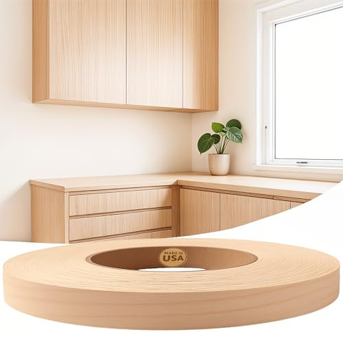 Edge Supply Maple 1 X 50' Roll, Wood Veneer Edge Banding Preglued, Iron on with Hot Melt Adhesive, Flexible Wood Tape Sanded to Perfection. Easy Application, Made in USA.
