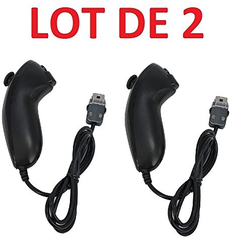 2 X Nunchuck manette pour Nintendo Wii et Wii u - Noir