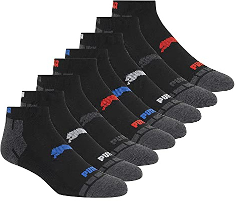 PUMA Calcetines de corte bajo para hombre, Negro, Large