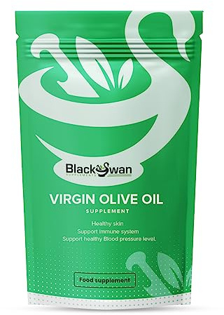 Black Swan Virgin Olive Oil Softgels - 1000mg Cold Pressed Antioxidant Formula for Skin Care and Lipid Routines - Daily Mediterranean Lifestyle Wellness Natural Supplement - 30 Softgels 1 Month Pack