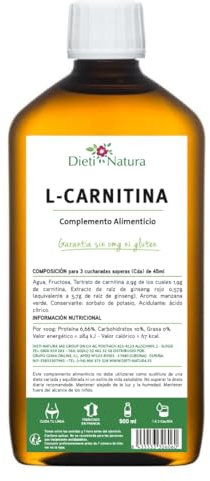 Dieti Natura L-Carnitina Solución Concentrada - Combinación de L-Carnitina y Ginseng, Favorece el Consumo y la Eliminación de las Grasas en el Organismo y Estimula la Producción de Energía del Cuerpo