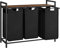 VASAGLE Laundry Basket, 3-Compartment Laundry Hamper, Pull-Out and Removable Liner Bags, Clothes Sorter, Shelf, Metal Frame, 3 x 40 L, 92.5 x 33 x 72 cm, Ink Black and Rustic Brown BLH301B01