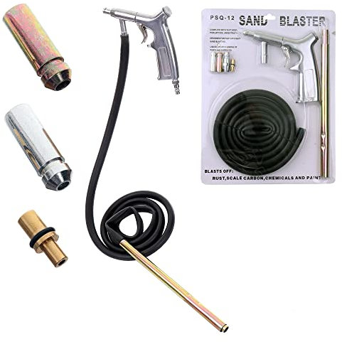 Sandstrahlpistole Sandstrahler mit Rückgewinnung 4 Metall Düsen Druckluft