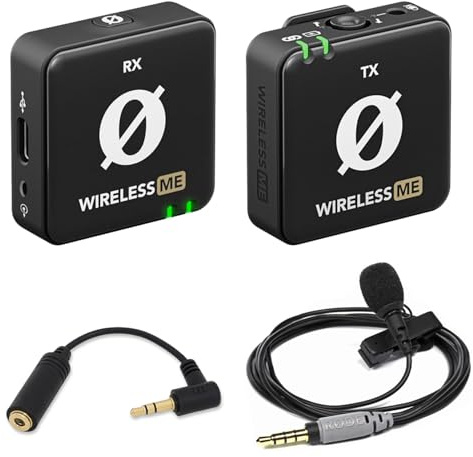 Rode Wireless ME Drahtlos Mikrofon System + Smartlav+ Mikrofon + keepdrum ADP03 TRS-Adapter