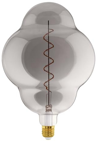 EGLO XXL E27 Lampe dimmbar, Spiral LED Retro Glühbirne Big Size | extra-großes Vintage Deko Leuchtmittel aus Rauchglas, 4 Watt, 110 Lumen, warmweiß, 2000 K, L 29 cm