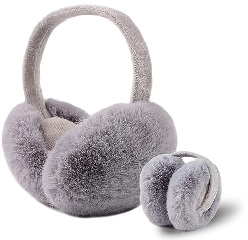 XIAOHAWANG Fashionabla öronvärmare för kvinnor vinter öronskydd flickor fluffig justerbar öronskydd för vuxna barn, GRÅ, En Storlek