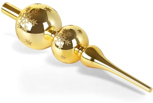 ZZOUFI Puntale Albero Natale Oro, Punta Albero di Natale Vetro, Cima Alberi di Natalizia Grande 31cm, Topper Alberi Natalizia Lucido