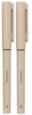 schreibwerk Tintenroller - 2er Set - Tintenschreiber für Rechts- und Linkshänder - Linienstärke 0,5 mm dünn - Sand