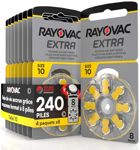 240 Piles pour appareils auditifs Rayovac Extra 10. - 30 Ampoules de 8 Piles