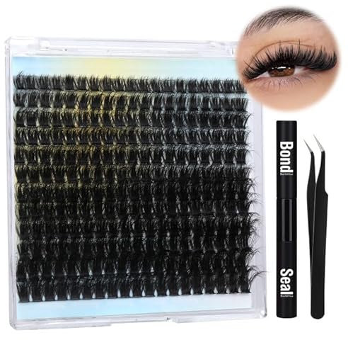 Wimpernverlängerung Kit D Curl Lashes Clusters Fluffy 80D 240pcs Individuelle Mit 10-20mm Lash Clusters, Bond, Seal und Pinzette