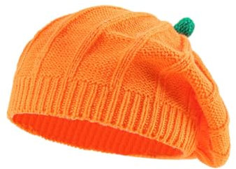 ihreesy Kürbis-Baskenmütze, Halloween-Kürbis-Strickmütze Herbst-Wintermütze Orange Süße Strickmütze Französischen Baskenmütze für Halloween Weihnachtsfeier,Erwachsene