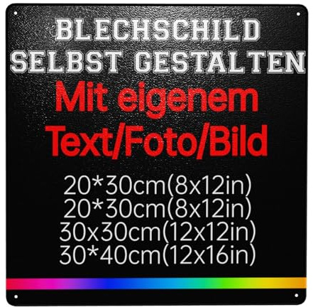 Blech-Schild Selbst Gestalten, Parkplatzschild, Schilder, Wunschtext Schild, Personalisiert Mit Foto Und Text, Logo, Alu-Dibond 6 Größen, Für Garage, Hotel, Parkplatz, Schule, Carport, Firma, 30*30cm