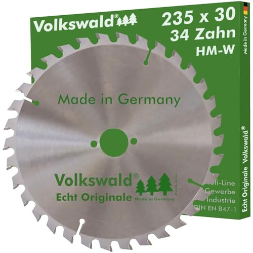 Volkswald ® HM-Sägeblatt W 235 x 30 mm Z = 34 Spanplatten Spanplatten beschichtet Holzplatten Massivholz Laminat Kunststoffe Acrylglas Tischkreissäge, Handkreissäge, Kapp- & Gehrungssäge