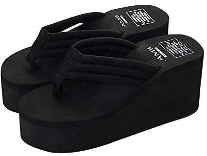 Générique Sandales Compensées Confort Femme - Chaussures Été Blanc Talon Compensé Tong