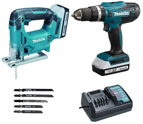 Makita DK18B59Y G-Serie Combo Kit HP333DZ + JV183DZ + 2x BL1815G + DC18WA