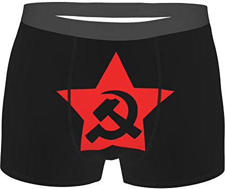 ddohsGOE GUAM Herren-Boxershorts mit US-Flagge, atmungsaktiv, Stretch, mit Tasche für Männer, Jugendliche, Communist Ussr Hammer Sichel und Stern, M