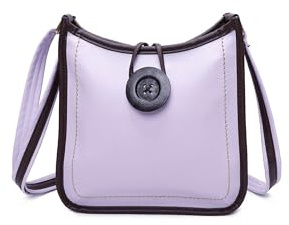 Fontanella Fashion Women's Front Button Loop Accent Floral Lining Leather Messenger Crossbody Bag