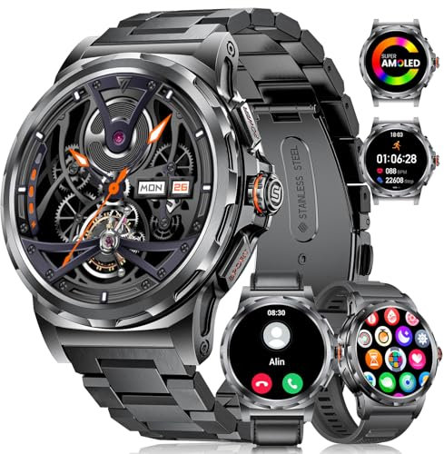 LIGE Reloj Inteligente Hombre Militar con Llamadas Bluetooth, 1.43 AMOLED Smartwatch Hombre con Pulsómetro Monitor de Sueño, IP68 Impermeable, 120+Modos Deportivos, Smartwatch para Android iOS