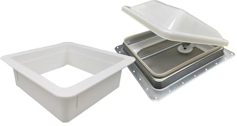 classAcustoms Ventline Non Powered RV Roof Vent | White Lid | w 4 Garnish RV Roof Vent Hatch Skylight