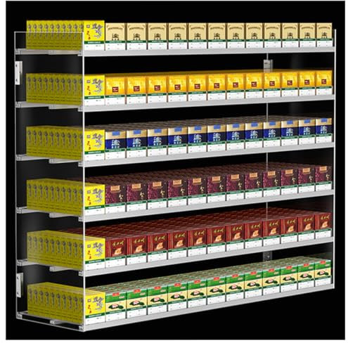 ZBJDX Zigarettenständer Aus Verstärktem Acryl, Kommerzieller Automatischer Verkaufsvitrine, Automatischer Zigarettenschieber, Zigaretten Organizer, Für Marktläden,6 Layers,13 Columns
