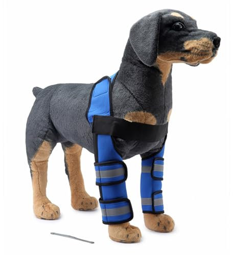 HYSMF Bandage Hund vorderbein für Schulter und Vorderbein, Hunde-Ellbogenbandage bei Schulterluxation, Druckstellen, Ellenbogenverletzungen und Stabilitätsverlust durch Arthritis,Blue-L