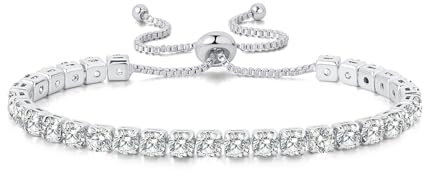 HEEYA Armband Damen Armband Sterling Silber 925 Tennisarmband mit Glitzer Geburtsstein Verstellbares Armband Geburtstag Weihnachten Geschenk für Frauen Mädchen