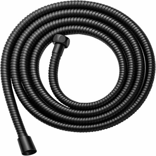 1,5/2/3 Meter flexibler Duschschlauch aus Edelstahl, langer Duschwasserschlauch, Verlängerungsrohr, Zugrohr, Badezimmerzubehör, Schwarz, 3 Meter