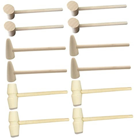 JOINPAYA 15stücke Mini Holzschlägel Junge Mädchen Spielzeug Kleine Holzhammer Holzmaterial Fein Verarbeitet Runde Glatte Oberfläche Sicher Multifunktional Kuchenschlägel