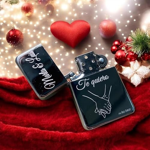 Mechero Personalizado con Grabado Láser Papá, Mamá o Amigos | Diseño Elegante y Funcional (Manos)