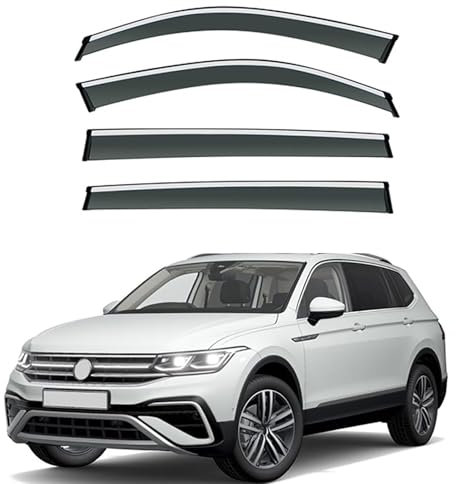 FSHWQR Windabweiser Autofenster für VW Tiguan L Allspace 2017 2018 2019 2020 2021 2022 2023 2024, Fenster Windabweiser Schutz vor Wind und Regen Auto Zubehör