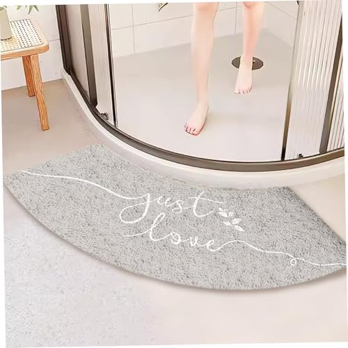 Pesoncarl Curved Bath Mat, 18x39 Inch Soft Absorbent Bath Mat, Non Slip Corner Shower Mat, Machine Washable Bathroom Rugs for Shower Tub