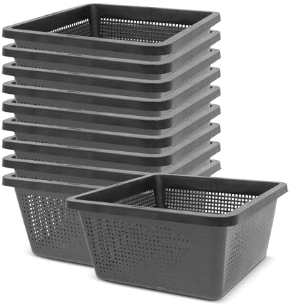 blizz-z Pflanzkorb eckig B: 19 x L: 19 cm x H: 9 cm (10 Stück) | Teichkorb, Wasserpflanzkorb, Teichbepflanzung, Gewächshaus, wetterfester Kunststoff Lange Lebensdauer