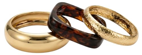 Armreif Set Damen, Harzarmreif Clay Style, goldene Armreifen chunky, Stapelarmreif Set modern, Damen Schmuck Statement, brauner Armreif transparent, Geschenk Frauen Armschmuck, 3er Set Armreifen
