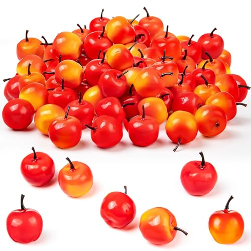LSLYHTC 40Pcs Artificial Red Apples Fake Fruit Set, Realistic Faux Apples | Apple Kitchen Decor, Plastic Fruit Props for Home Party, Thanksgiving Decorations