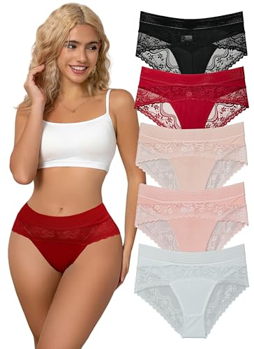 Hialegion Slip Donna Hipster a Vita Alta con Pizzo Intimo Senza Cuciture con Tocco di Seta Confezione Multipack Taglia S