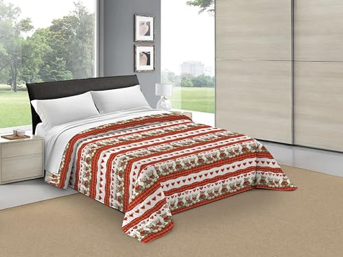 Tata Home Trapunta Invernale 2 Piazze 260x260 cm Imbottita 300 gr/mq Piumone Caldo Coperta Pesante Tirolese Made in Italy Mod. Teddy Orsetti e Cuori Misura Letto Matrimoniale