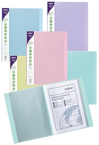 Snopake Reborn 15920 Sichtbuch, 100% recycelt, A4, 24 Hüllen/48 Seiten, Pastellfarben, sortiert, 5 Stück