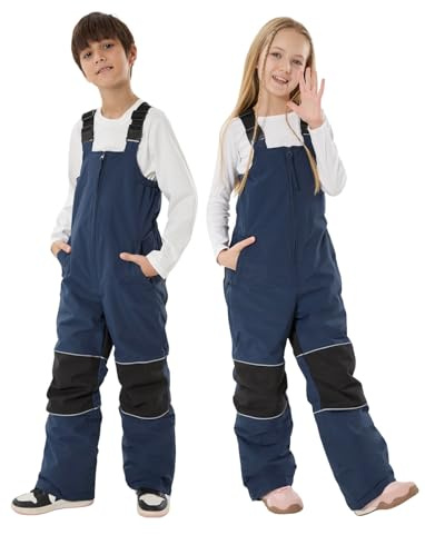 GSOU SNOW Kids Snow Bibs Girls Boys Snow Pants Ski Bib Overalls Waterproof Windproof Insulated 11-12Years