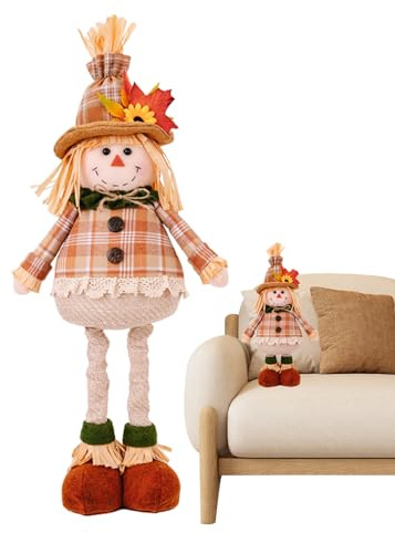 Vogelscheuche Puppe Mit 44–57 cm Ausziehbaren Beinen Herbsternte Strohhut Plüsch Puppe Vogelscheuchen Herbstdeko Draußen Für Herbst Thanksgiving Halloween Garten Hofdekoration