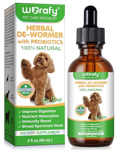 Bibonse Wurm-kur Hund Tropfen, Natürliche Wurm-kur für Hunde mit Probitika, Fördert Die Darmgesundheit, Immunitätsschub, Anti-para-siten, Geeignet für alle Hunde 60ml