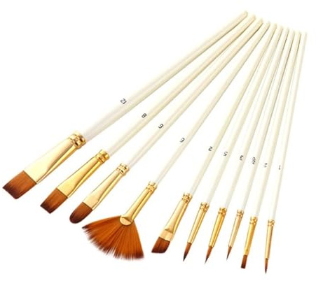 XBTGS Juego de pinceles de cerdas de nailon para pintar al óleo, acuarela, naranja, como se muestra, naranja, como se muestra en la imagen