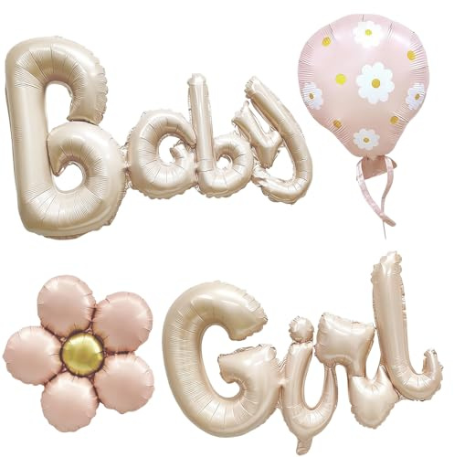 Baby Girl Luftballons Set, Gender Reveal Party Deko mit Folienballons | Babyparty Deko Mädchen, Baby Shower Dekoration Rosa Gold, für Willkommen zuhause Baby, Krankenhaus, Fotoshooting