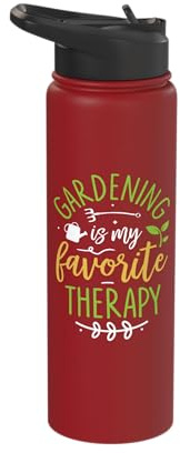 Gardening My Favorite Therapy Plant Lover Gardener Self-care Stainless Steel Insulated Water Bottle