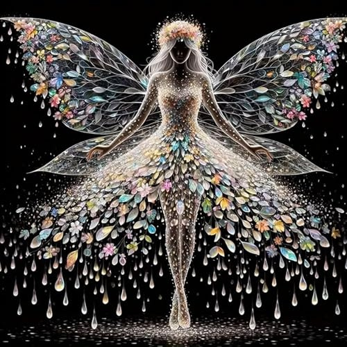 cdsnxore 5D Diamond Painting Kits for Adults,Colourful Angel Wings Fairy Diamond Art Kits, Diamond Arts Kits for Home Wall Decor 14 x 14 Inch (356)