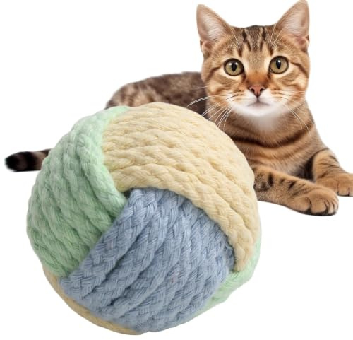 Balles de pour Chat avec Grelot, Balles Élastiques Interactives À Mâcher | Chat À Mâcher Auto-Divertissants Adapté Aux Petits, Moyens, Grands, Intérieur, Chambre,