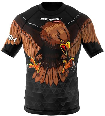SMMASH Funktionsshirt Herren Rashguard Kurzarm Sportshirt MMA Thaibox Muay Thai Kickboxen Atmungsaktiv Abriebfest