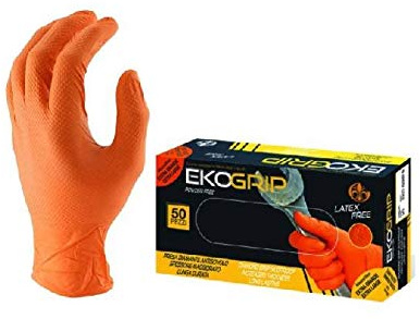 Guanti nitrile monouso senza polvere arancio tg. M 50 PZ
