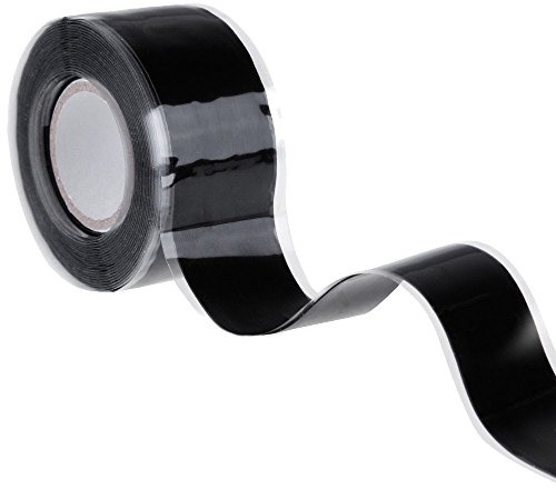Ruban adhésif en silicone autosoudant de 3 m, Ruban d'étanchéité autocollant, Ruban autoadhésif de réparation de silicone, Ruban isolant (3m x 25mm rouge) (Noir)