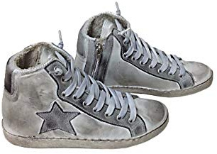 VIA CONDOTTI Scarpe Sneakers Alte Donna Pelle sfumato Stella Ghiaccio Made inita