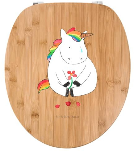 Mr. & Mrs. Panda Motiv WC Sitz Einhorn Traurig - Geschenk, WC-Sitz, Glitzer, Klobrille, Toilettendeckel, Freunde, Blume, Einhörner, Einhorn Deko,